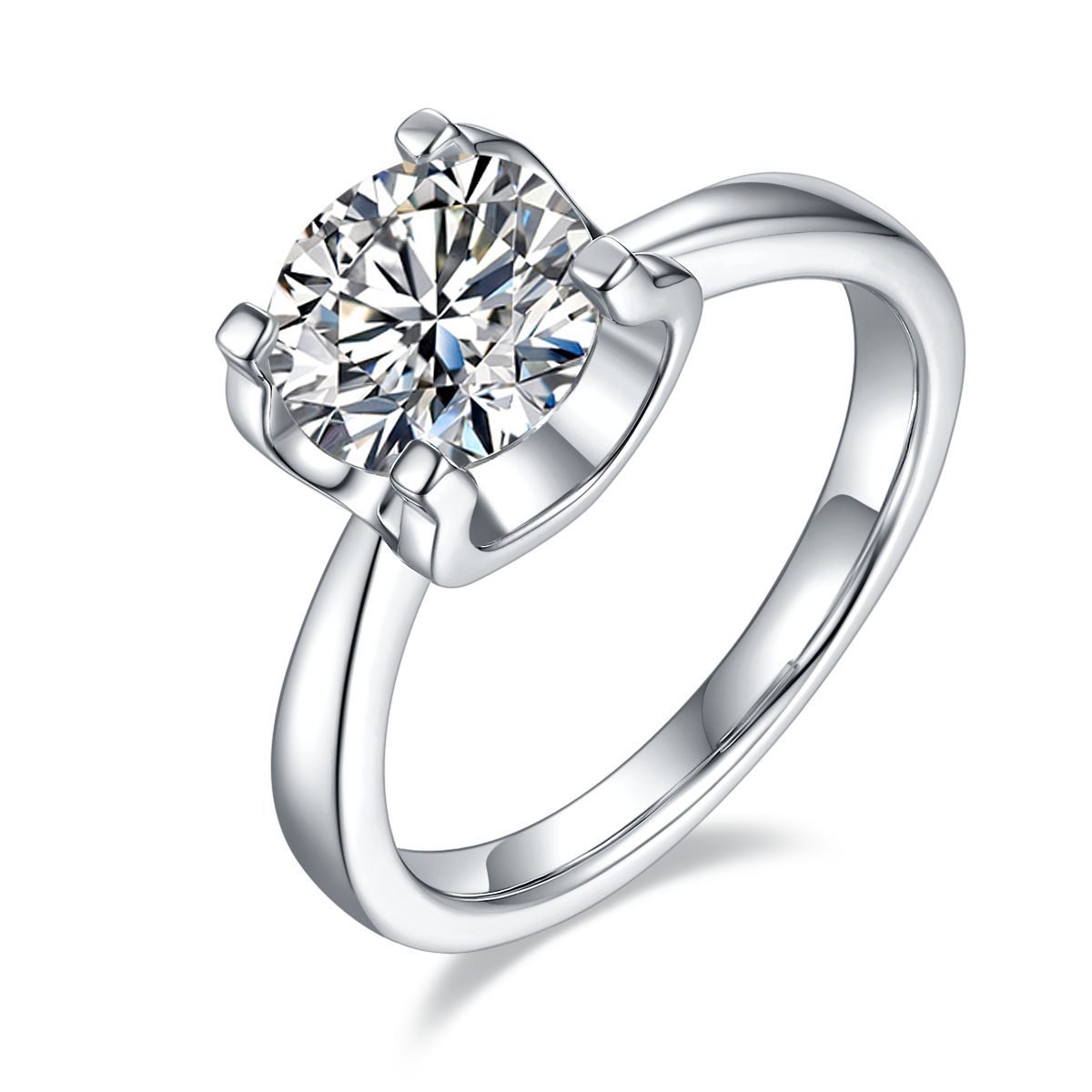 Classic Bullhead S925 Silver Plated Platinum Moissanite Diamond Women's Ring 2.0 Carat D-Class