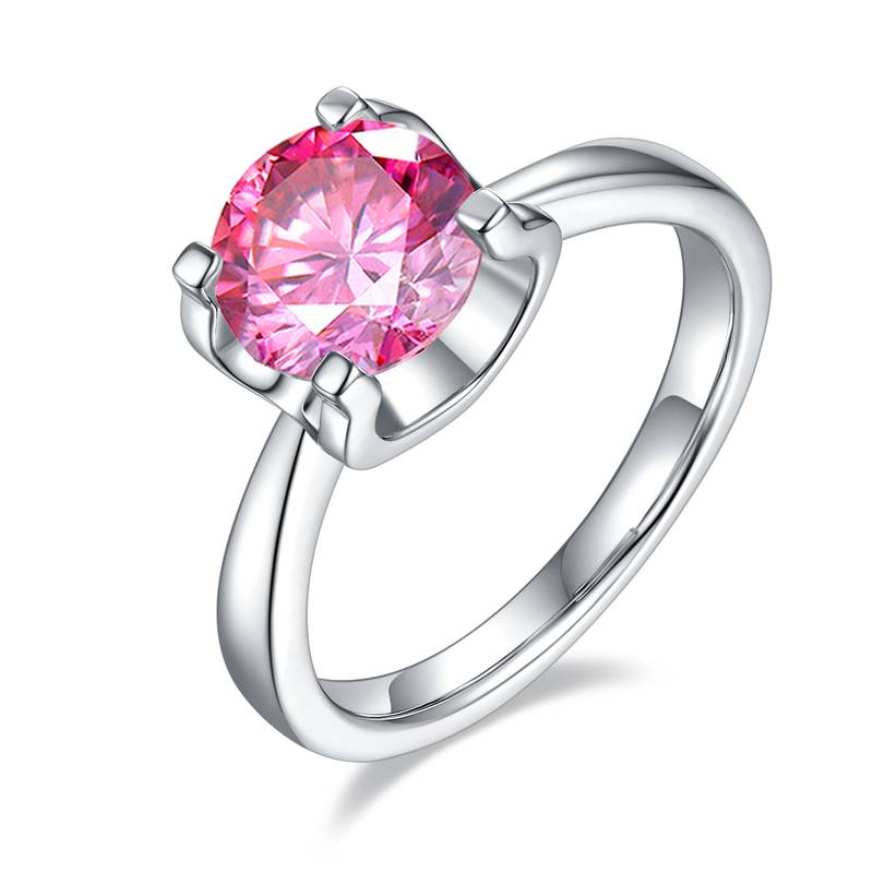 Classic牛头S925银镀白金MoissaniteWomen's Ring2.0ctD级