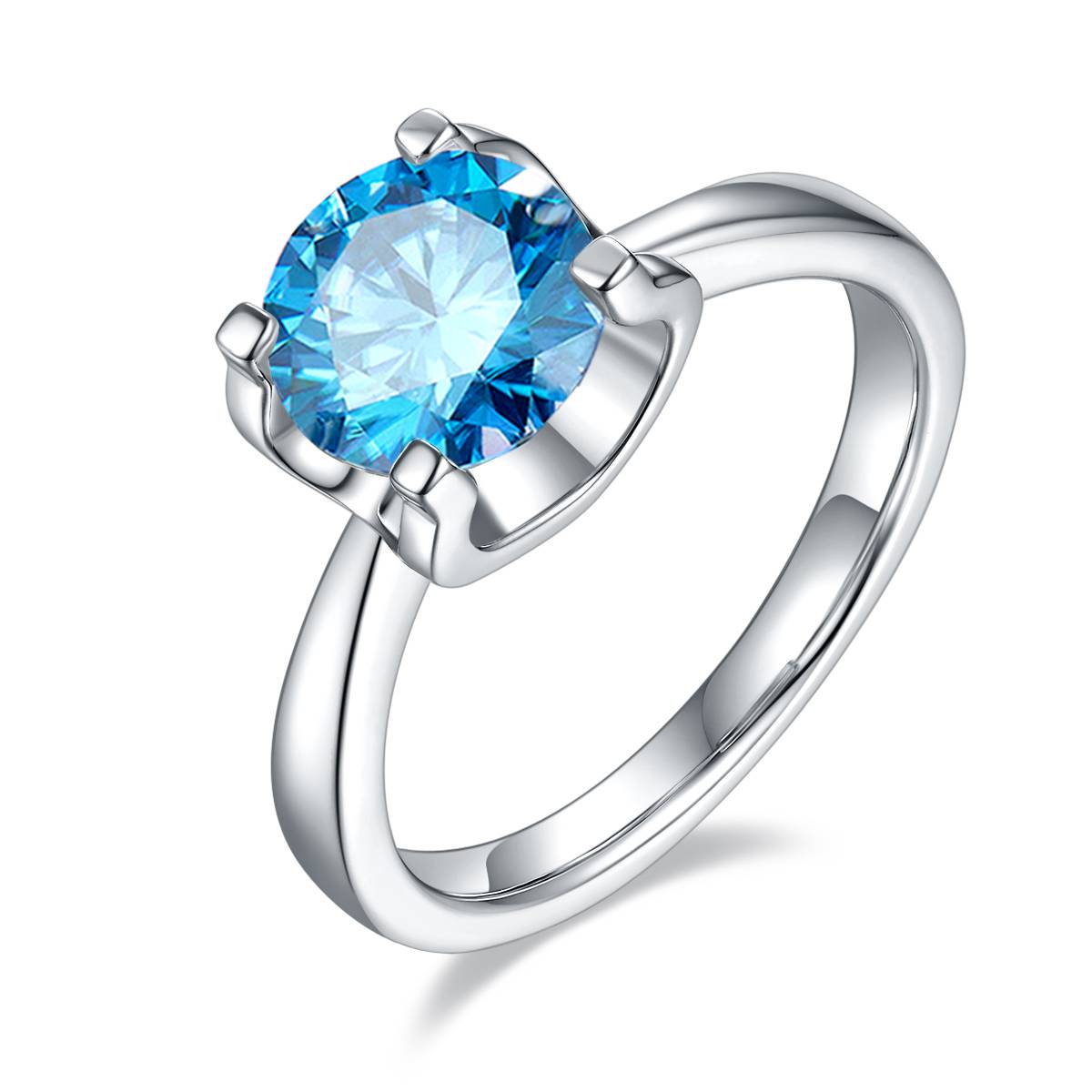 Classic Bullhead S925 Silver Plated Platinum Moissanite Diamond Women's Ring 2.0 Carat D-Class
