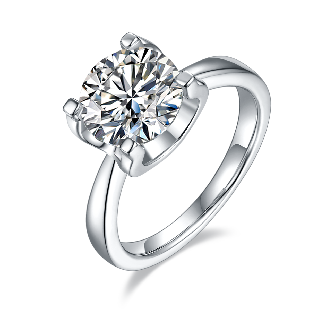 Classic Bullhead S925 Silver Plated Platinum Moissanite Diamond Women's Ring 3.0 Carat D-Class