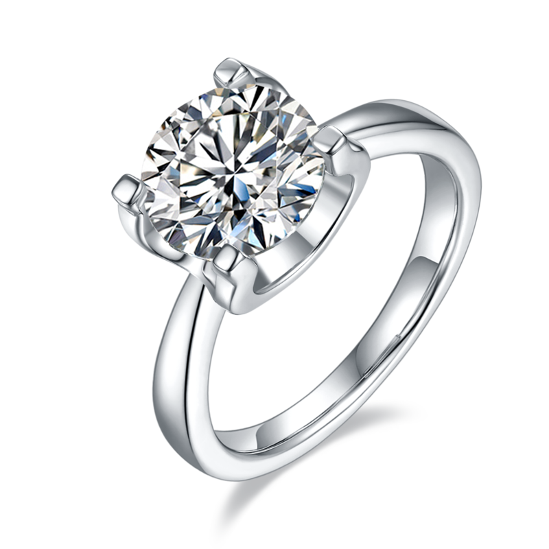 Classic牛头S925银镀白金MoissaniteWomen's Ring3.0ctD级