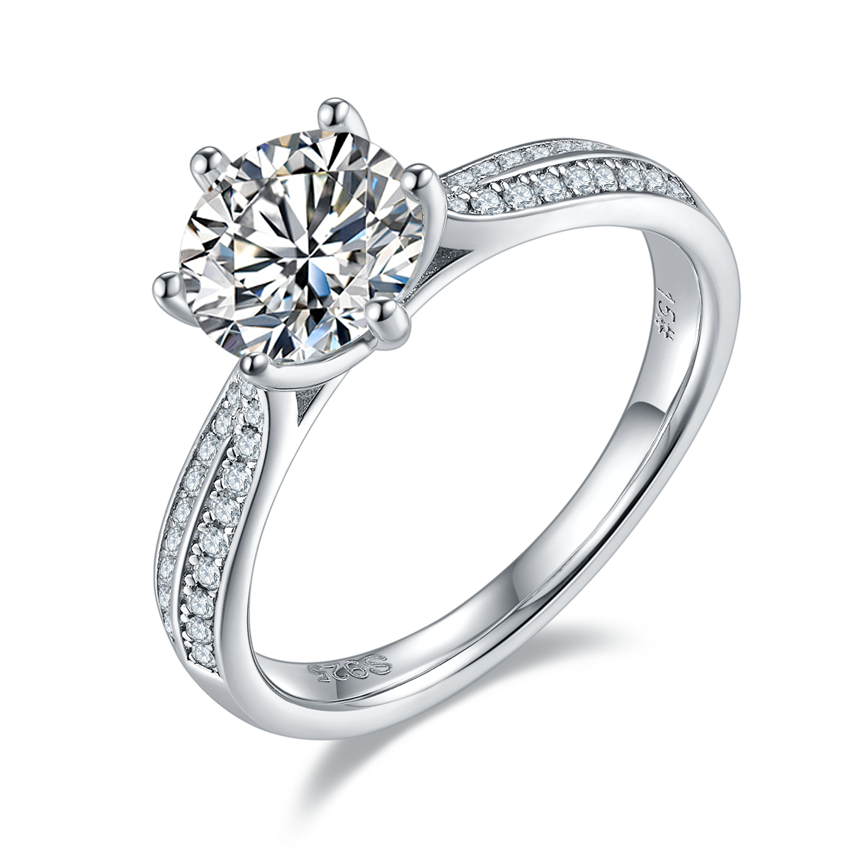 Starlight Queen S925 Silver Plated Platinum Moissanite Diamond Women's Ring 1.5 Carat D-Class