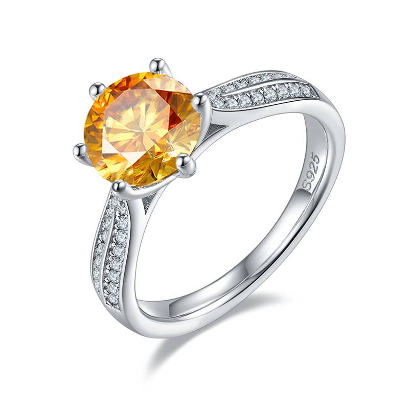 星光皇后S925银镀白金MoissaniteWomen's Ring2.0ctD级