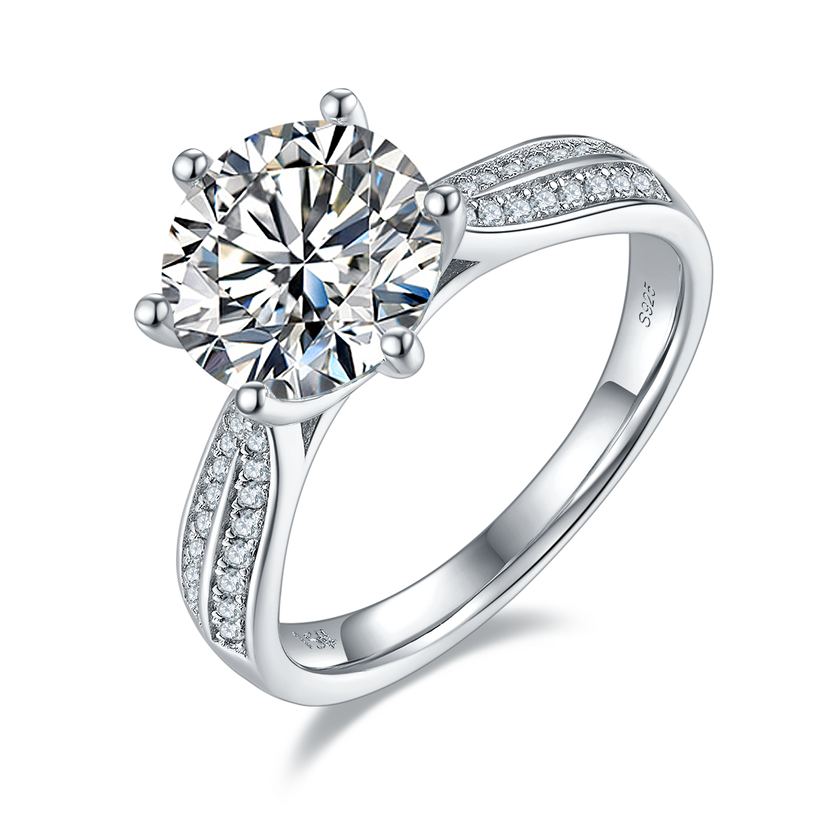 Starlight Queen S925 Silver Plated Platinum Moissanite Diamond Women's Ring 3.0 Carat D-Class