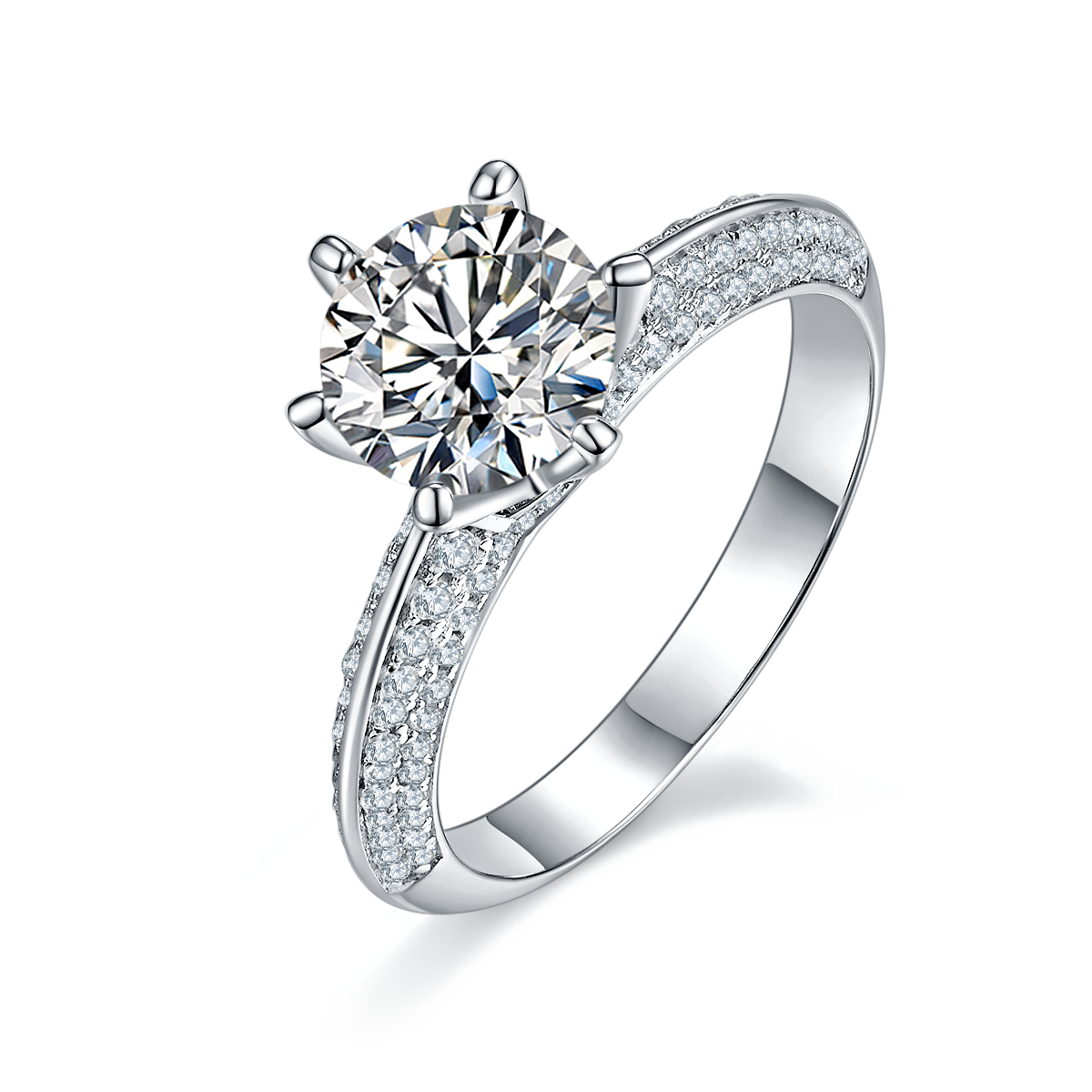 Half of the Country S925 Silver Plated Platinum Moissanite Diamond Women's Ring 1.5 Carat D-Class