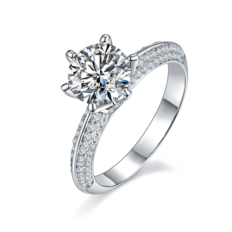 半壁江山S925银镀白金MoissaniteWomen's Ring1.5ctD级