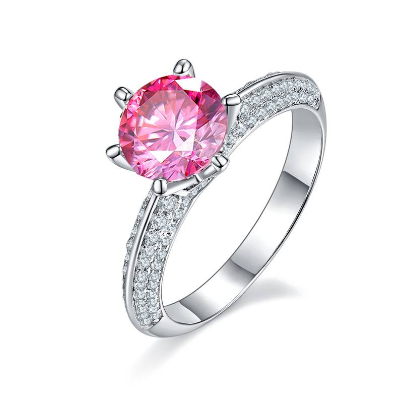 半壁江山S925银镀白金MoissaniteWomen's Ring1.5ctD级