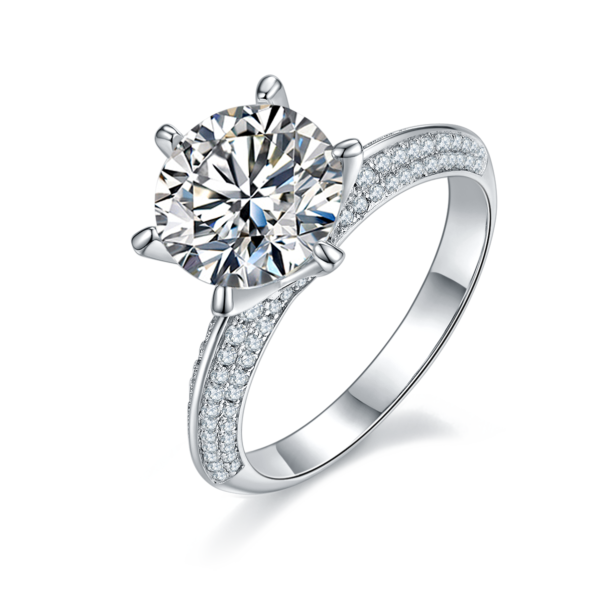 Half of the Country S925 Silver Plated Platinum Moissanite Diamond Women's Ring 3.0 Carat D-Class