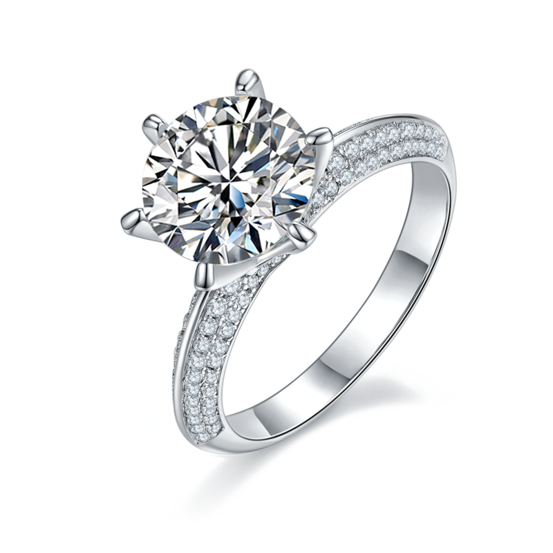 半壁江山S925银镀白金MoissaniteWomen's Ring3.0ctD级