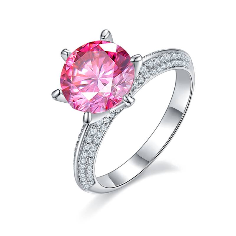 半壁江山S925银镀白金MoissaniteWomen's Ring3.0ctD级