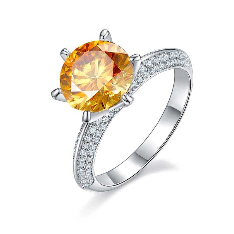 半壁江山S925银镀白金MoissaniteWomen's Ring3.0ctD级