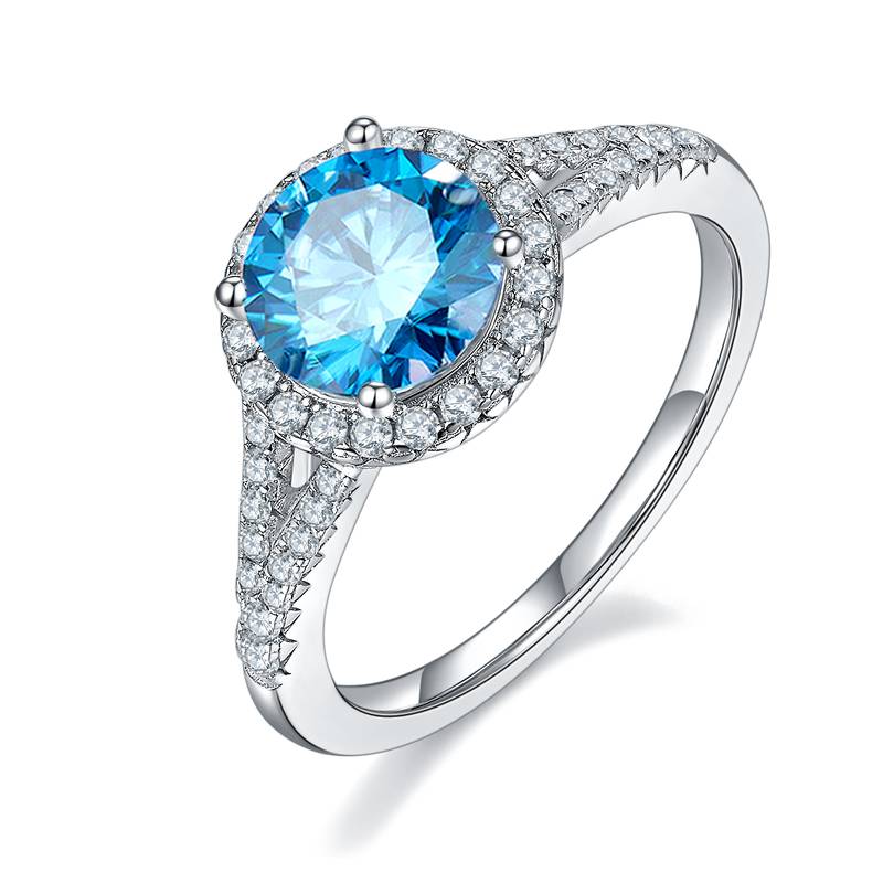 双臂圆包S925银镀白金MoissaniteWomen's Ring1.5ctD级