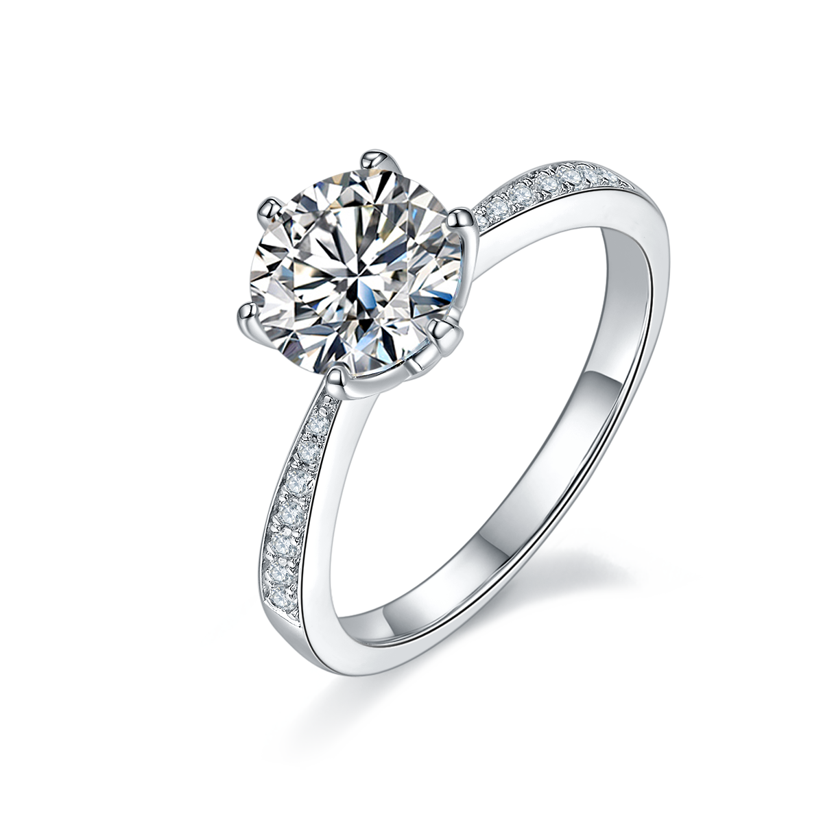 Micro inlaid dynamic S925 silver plated white gold moissanite diamond women's ring 1.5 carats D-grade