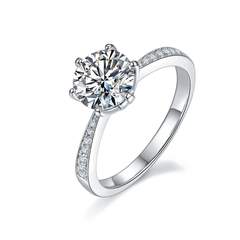 微镶灵动S925银镀白金MoissaniteWomen's Ring1.5ctD级