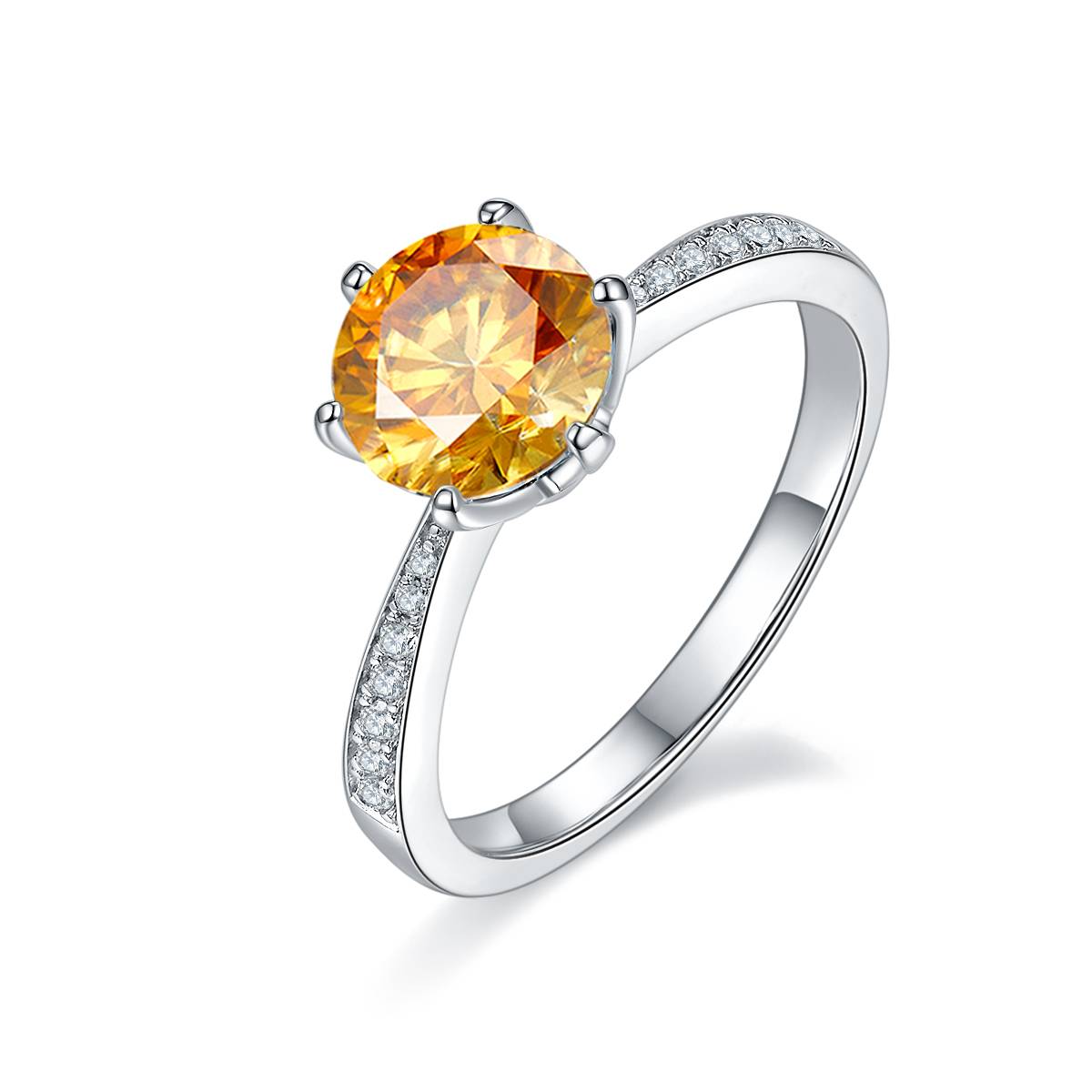 Micro inlaid dynamic S925 silver plated white gold moissanite diamond women's ring 1.5 carats D-grade