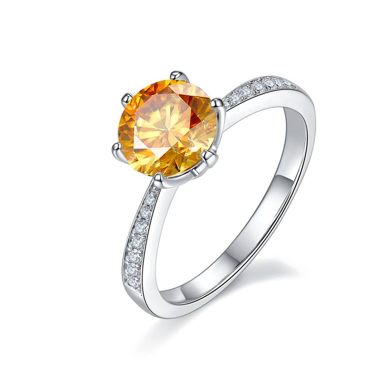 微镶灵动S925银镀白金MoissaniteWomen's Ring1.5ctD级