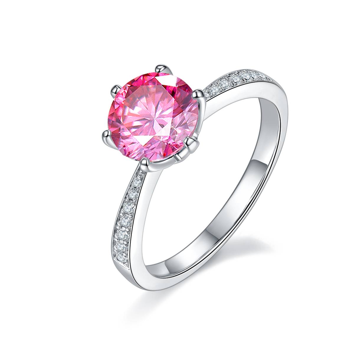 Micro inlaid dynamic S925 silver plated white gold moissanite diamond women's ring 1.5 carats D-grade