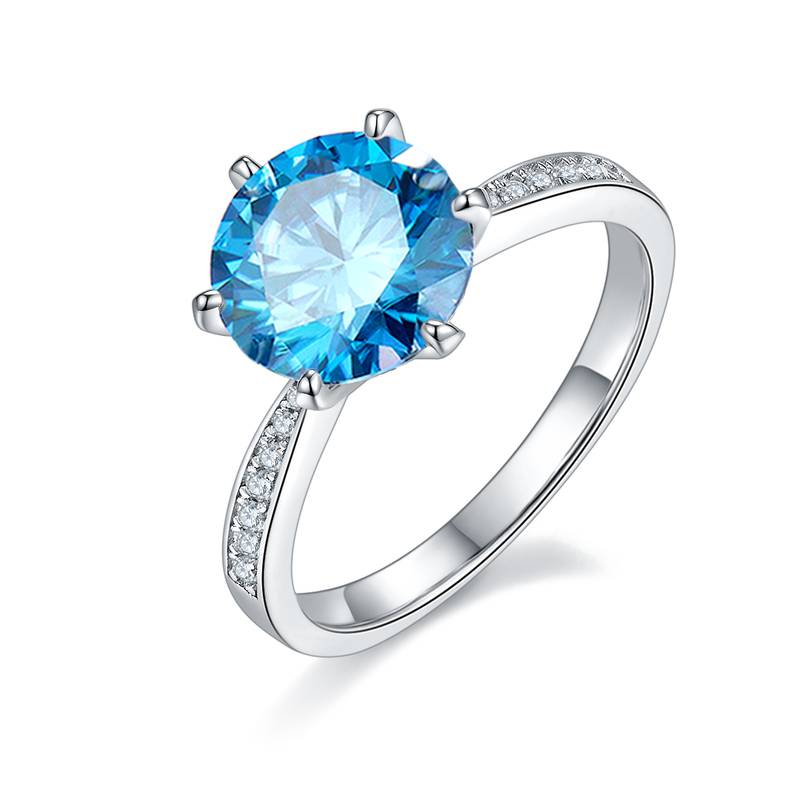 微镶灵动S925银镀白金MoissaniteWomen's Ring3.0ctD级