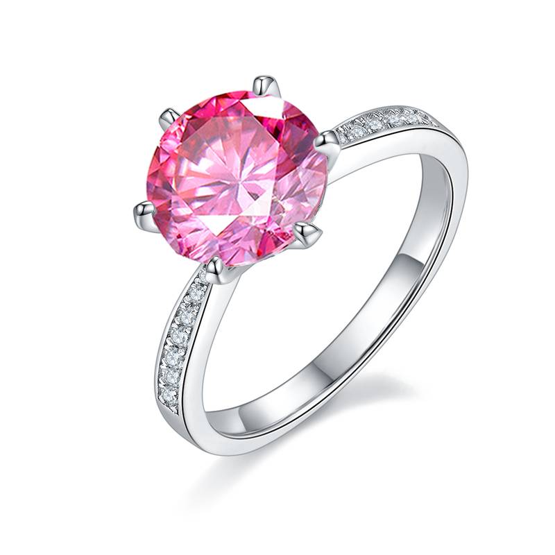 微镶灵动S925银镀白金MoissaniteWomen's Ring3.0ctD级