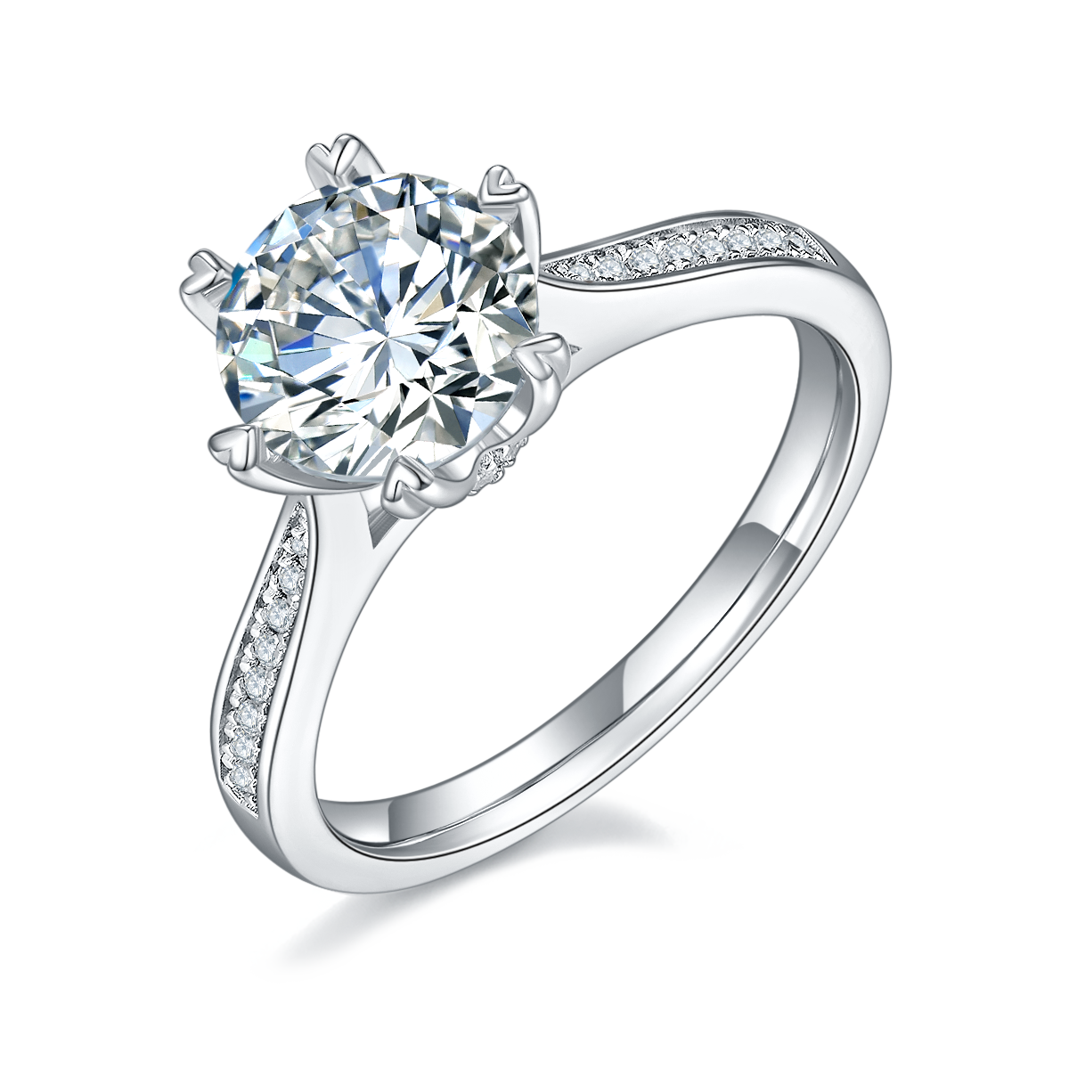 Time to Run S925 Silver Plated Platinum Moissanite Diamond Women's Ring 2.0 Carat D-Class