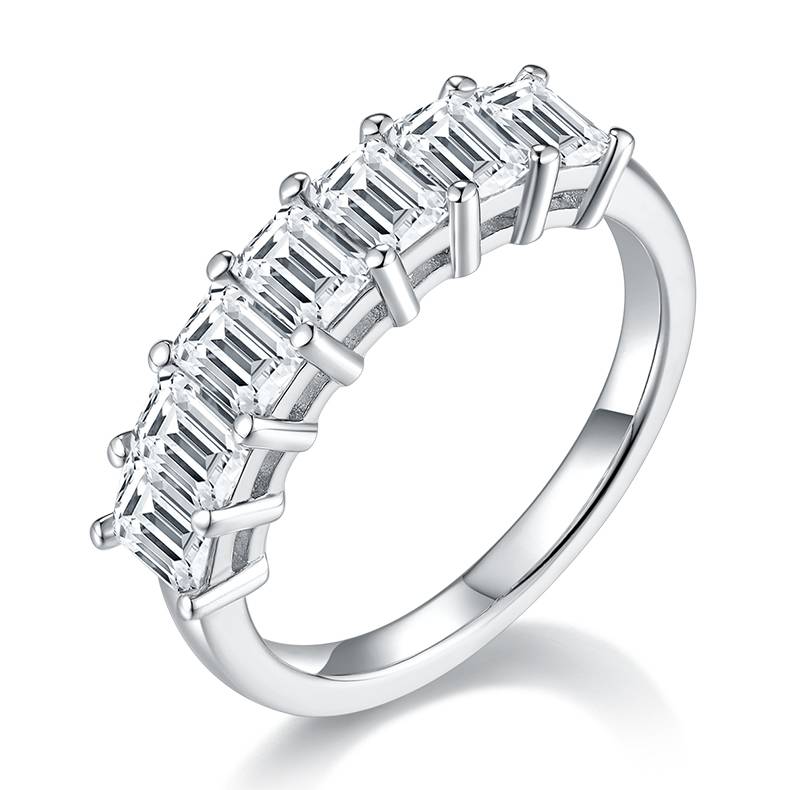 Rectangular S925 silver plated platinum moissanite diamond women's ring 2.1 carats D-grade