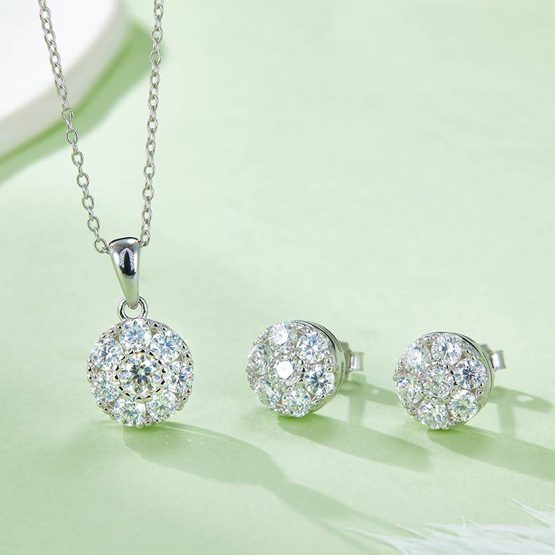 DSYP22款花芯S925银镀白金MoissaniteNecklace