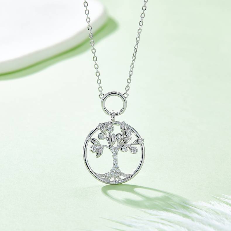 生命树S925银镶MoissaniteNecklaceD色VVS0.11ct