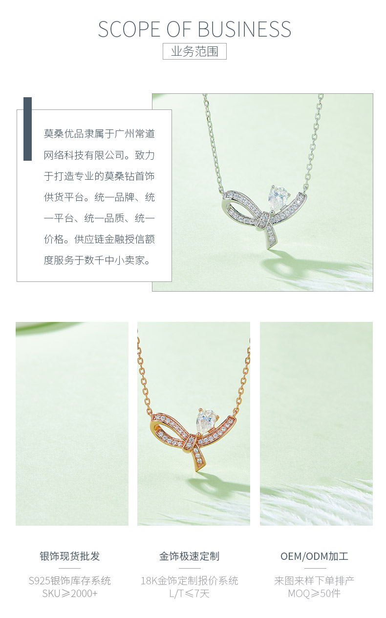 蝴蝶S925银镶莫桑钻项链D色VVS - 3