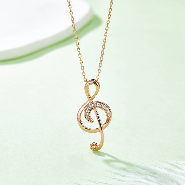 音符S925银镶MoissaniteNecklaceD色VVS0.07ct
