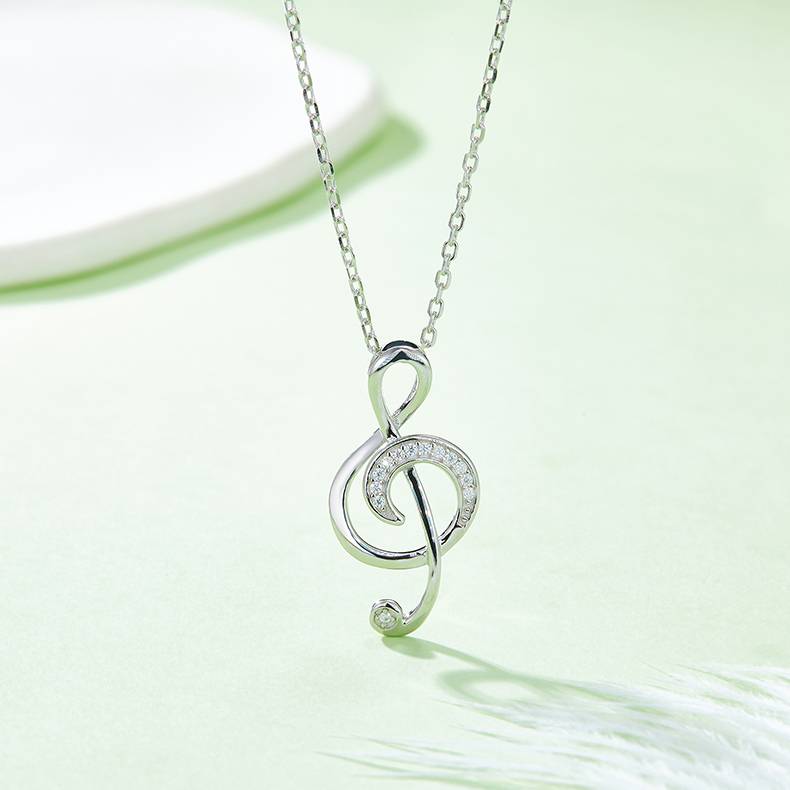 音符S925银镶MoissaniteNecklaceD色VVS0.07ct