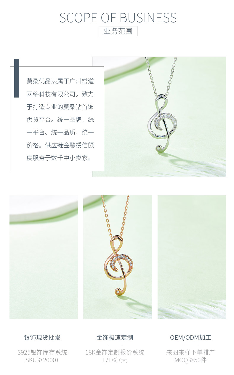 音符S925银镶莫桑钻项链D色VVS0.07ct - 3