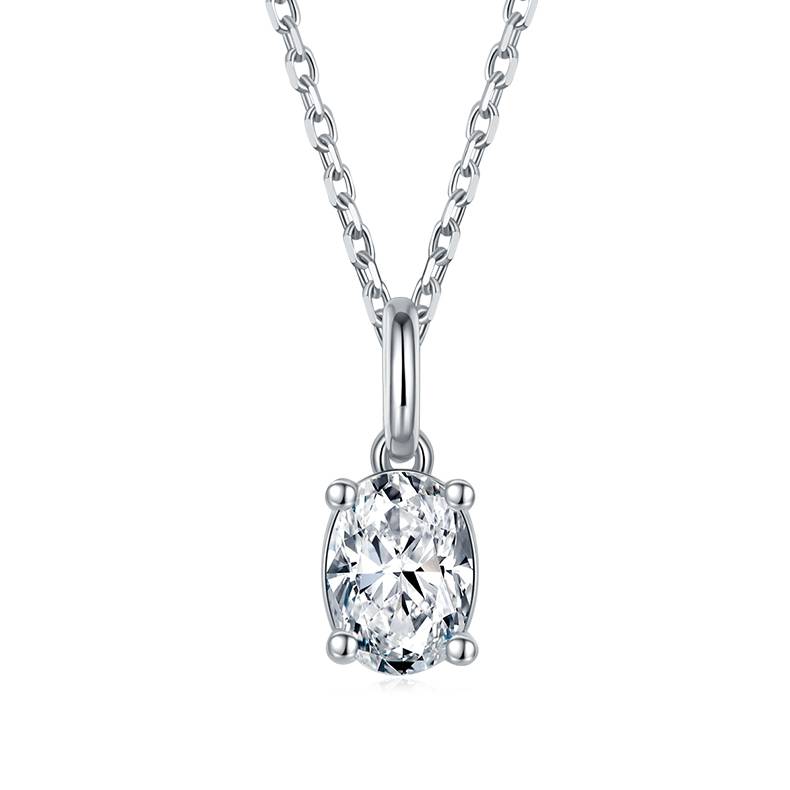 Classic蛋形S925银镀白金MoissanitePendantStud Earring套装
