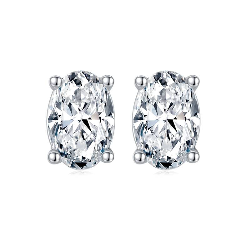 Classic蛋形S925银镀白金MoissanitePendantStud Earring套装