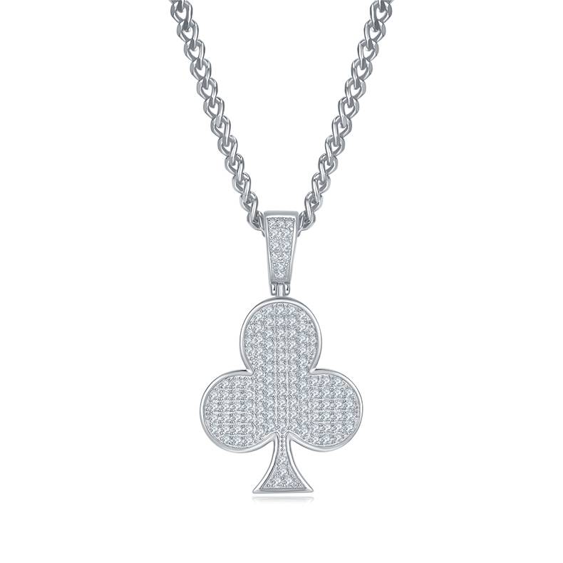 Plum Blossom Hip Hop Necklace S925 Silver Pendant Moissanite Grade D 0.92CT