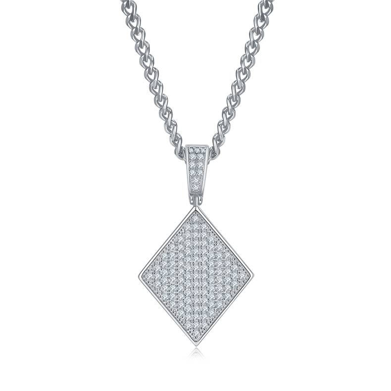 Cube Hip Hop Necklace S925 Silver Pendant Moissanite Grade D 0.85CT