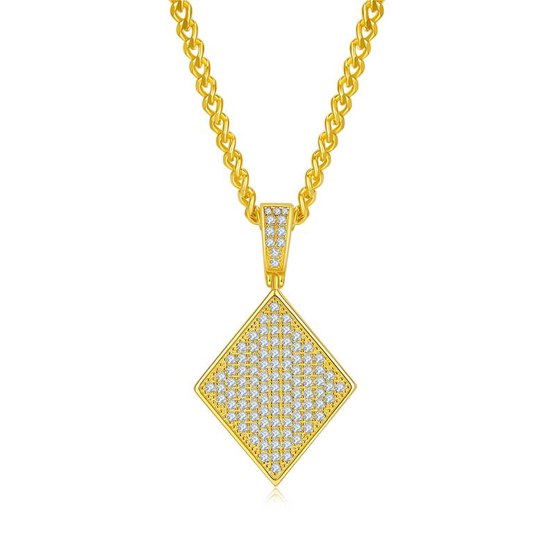 方块嘻哈NecklaceS925银PendantMoissanite厘石D级0.85ct