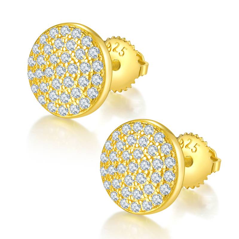 圆形单面S925银Stud Earring带螺纹Moissanite厘石D级0.6ct