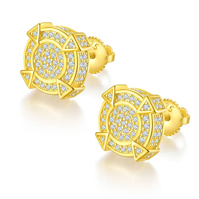 圆形尖柱S925银Stud Earring带螺纹Moissanite厘石D级0.83ct