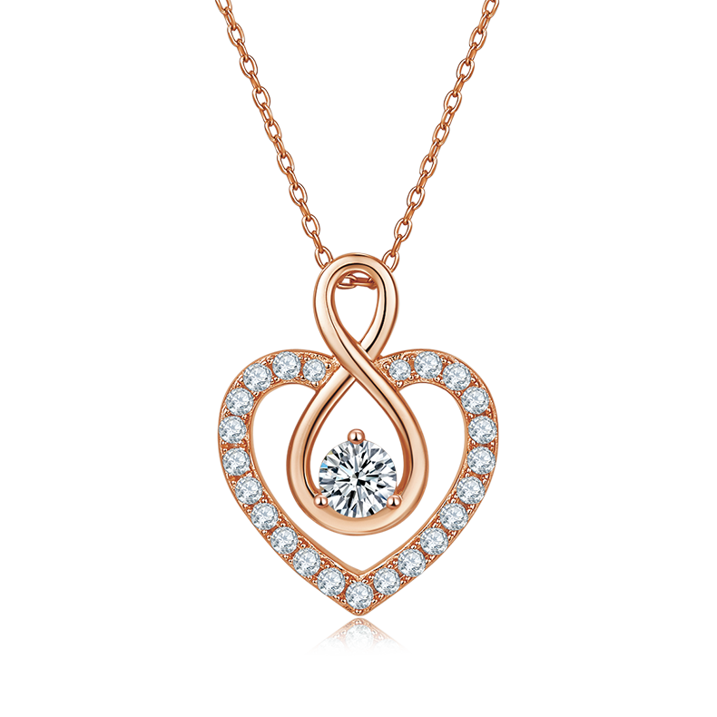 Round main stone infinite love pendant S925 silver Moissanite cherry stone D-grade 1.0CT