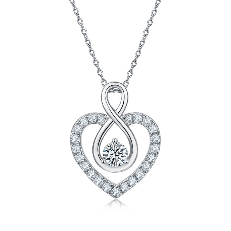 圆形主石无限的爱PendantS925银Moissanite厘石D级1.0ct