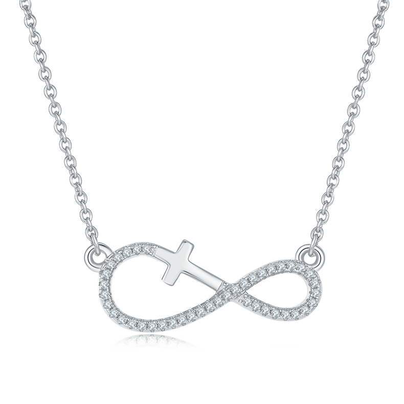 十字无限的爱吊坠S925银莫桑钻厘石D级0.17CT