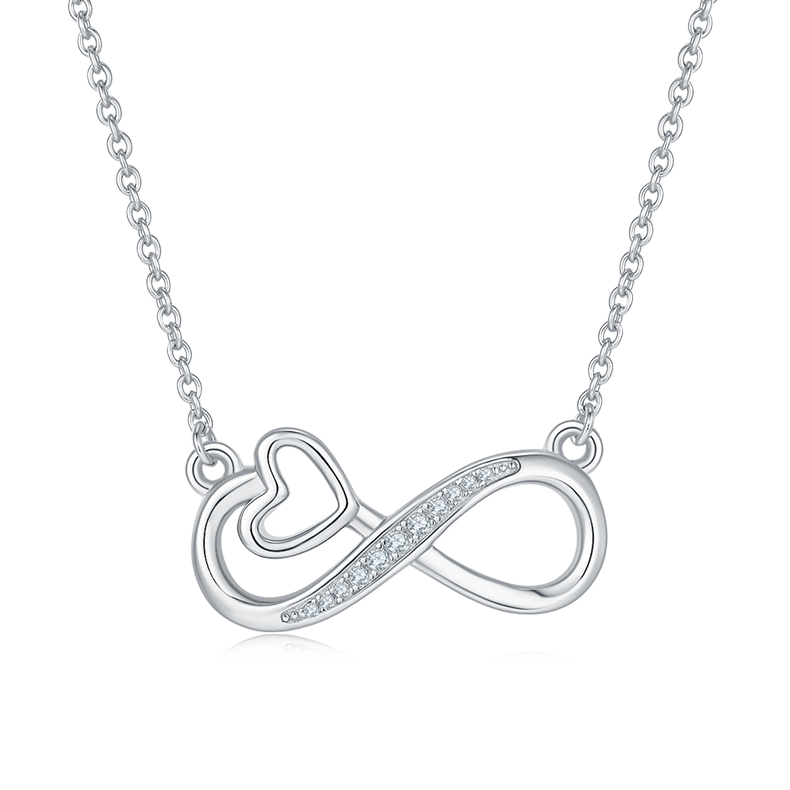 Hollow Infinite Love Pendant S925 Silver Moissanite Grade D 0.1CT