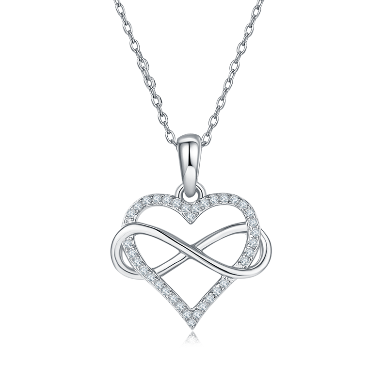 Entangled Infinite Love Pendant S925 Silver Moissanite Grade D 0.18CT