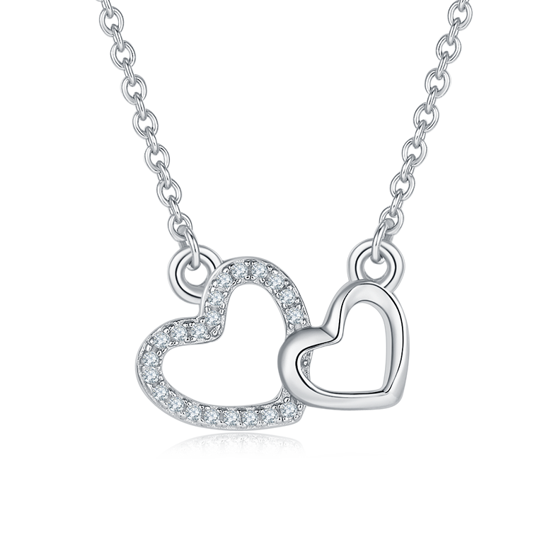 双芯爱心吊坠S925银莫桑钻厘石D级0.1CT