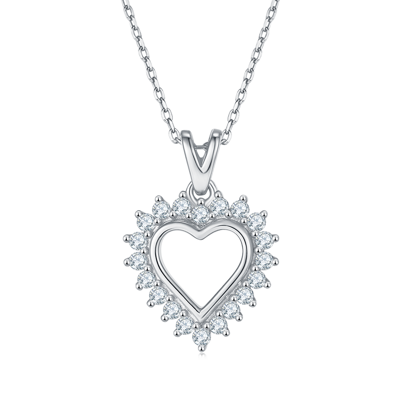 空芯爱心PendantS925银Moissanite厘石D级0.54ct