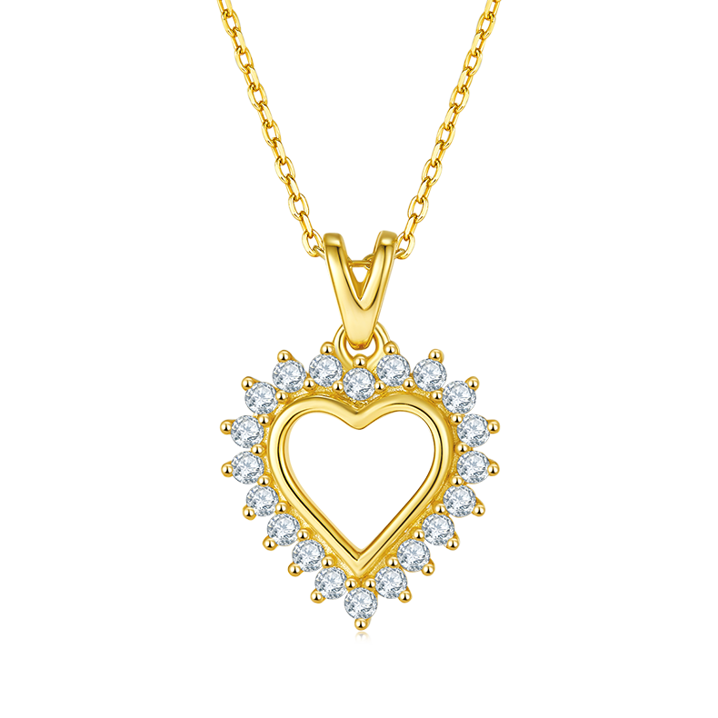 Hollow Core Love Pendant S925 Silver Moissanite Grade D 0.54CT