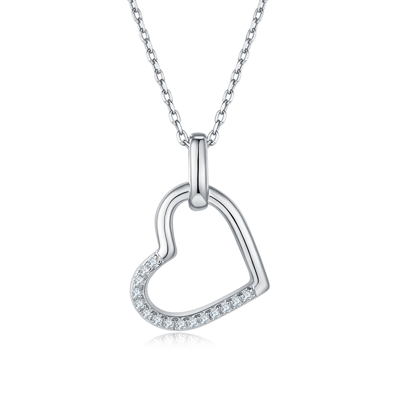 炫芯爱心PendantS925银Moissanite厘石D级0.1ct