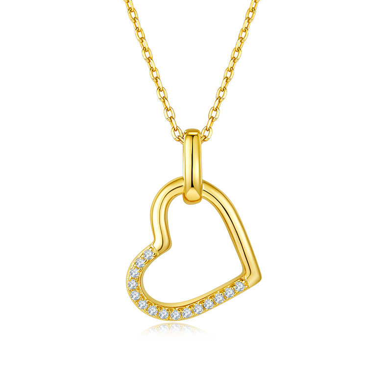 炫芯爱心PendantS925银Moissanite厘石D级0.1ct