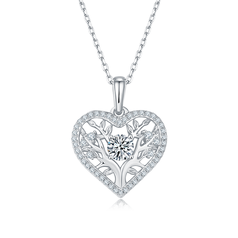 生命树爱心PendantS925银Moissanite厘石D级0.78ct