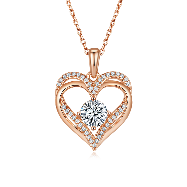 圆形爱心PendantS925银Moissanite厘石D级1.2ct